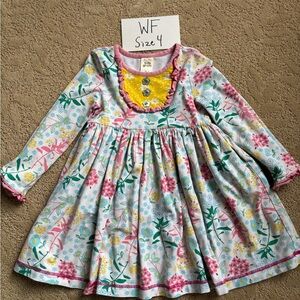 Wildflowers Girls Floral Long-Sleeve Twirl Dress - Size 4